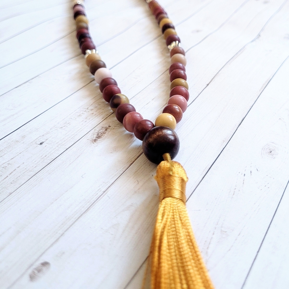 108 Frosted Mookaite Mala Necklace - Picture 3 of 3
